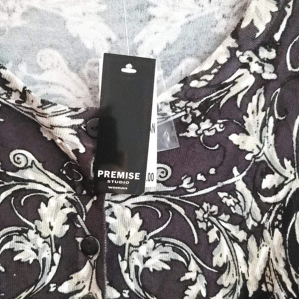 NWT Premise Black Multi Color Lightweight Button Cardigan Size 0X   Plus… - Picture 3 of 9